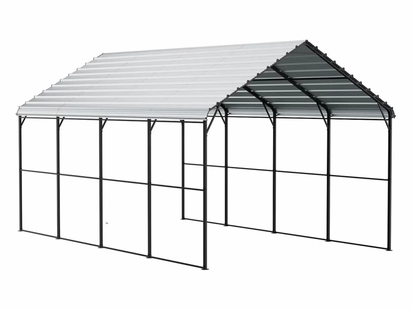 Garaje Metálico Robusto para Coches SucceBuy, 365 x 610 cm, Abriego Exterior Robusto para Coches y Barcos Plateado Online
