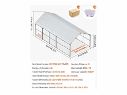 Garaje Metálico Robusto para Coches SucceBuy, 397 x 792 cm, Abriego Exterior Robusto para Coches y Barcos Plateado Hot