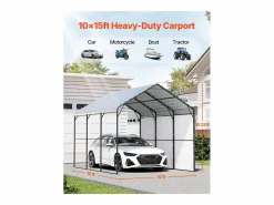 Garaje Metálico Robusto para Coches SucceBuy, 305 x 457 cm, Abriego Exterior Robusto para Coches y Barcos^ New