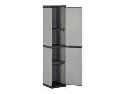 - Armario de jardín con 3 estantes y negro 34x40x168 cm^Garden Furniture