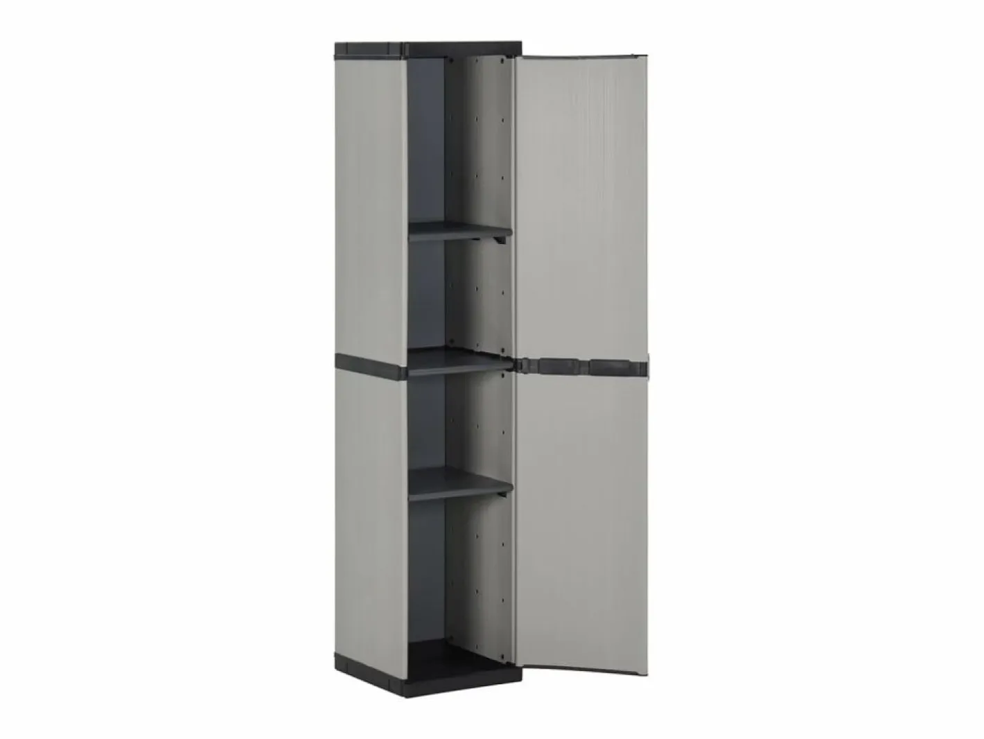 - Armario de jardín con 3 estantes y negro 34x40x168 cm^Garden Furniture
