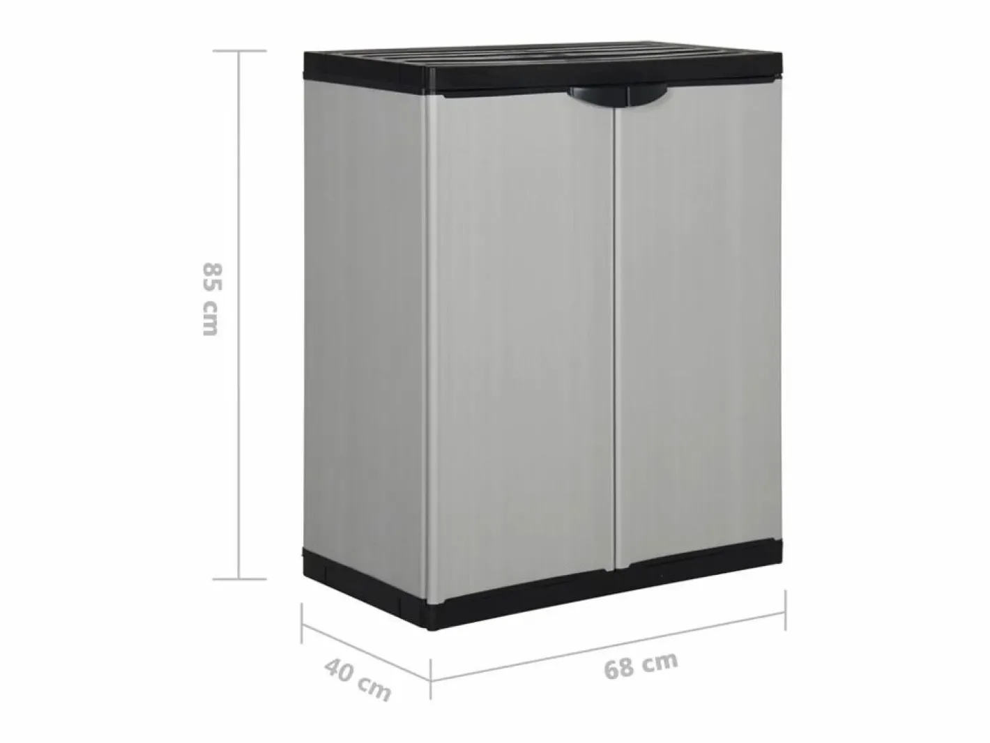- Armario de jardín con 1 estante y negro 68x40x85 cm^Garden Furniture Clearance