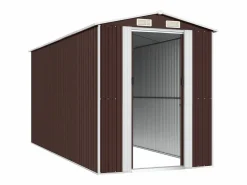 Garden Furniture Caseta De Jardín|- Cobertizo jardín acero galvanizado marrón oscuro 192x440x223 cm