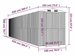 Garden Furniture Caseta De Jardín|- Cobertizo jardín acero galvanizado marrón oscuro 192x938x223 cm