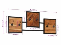 Garden Furniture Perchero|- Perchero de pared madera maciza de acacia y erro 90x1x35 cm