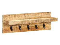 Garden Furniture Perchero|- Perchero de pared madera maciza de mango sin tratar 60x15x20 cm