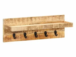Garden Furniture Perchero|- Perchero de pared madera maciza de mango sin tratar 60x15x20 cm