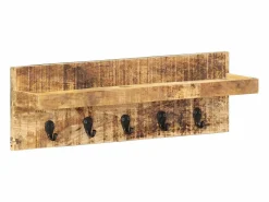 Garden Furniture Perchero|- Perchero de pared madera maciza de mango sin tratar 60x15x20 cm