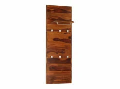 Garden Furniture - Perchero de madera maciza de acacia 118x40 cm Marru00f3n