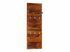 Garden Furniture - Perchero de madera maciza de acacia 118x40 cm Marru00f3n
