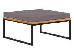 Garden Furniture Reposapiés|- Reposapiés y cojín madera maciza acacia gris oscuro 66x66x36 cm