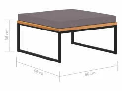 Garden Furniture Reposapiés|- Reposapiés y cojín madera maciza acacia gris oscuro 66x66x36 cm