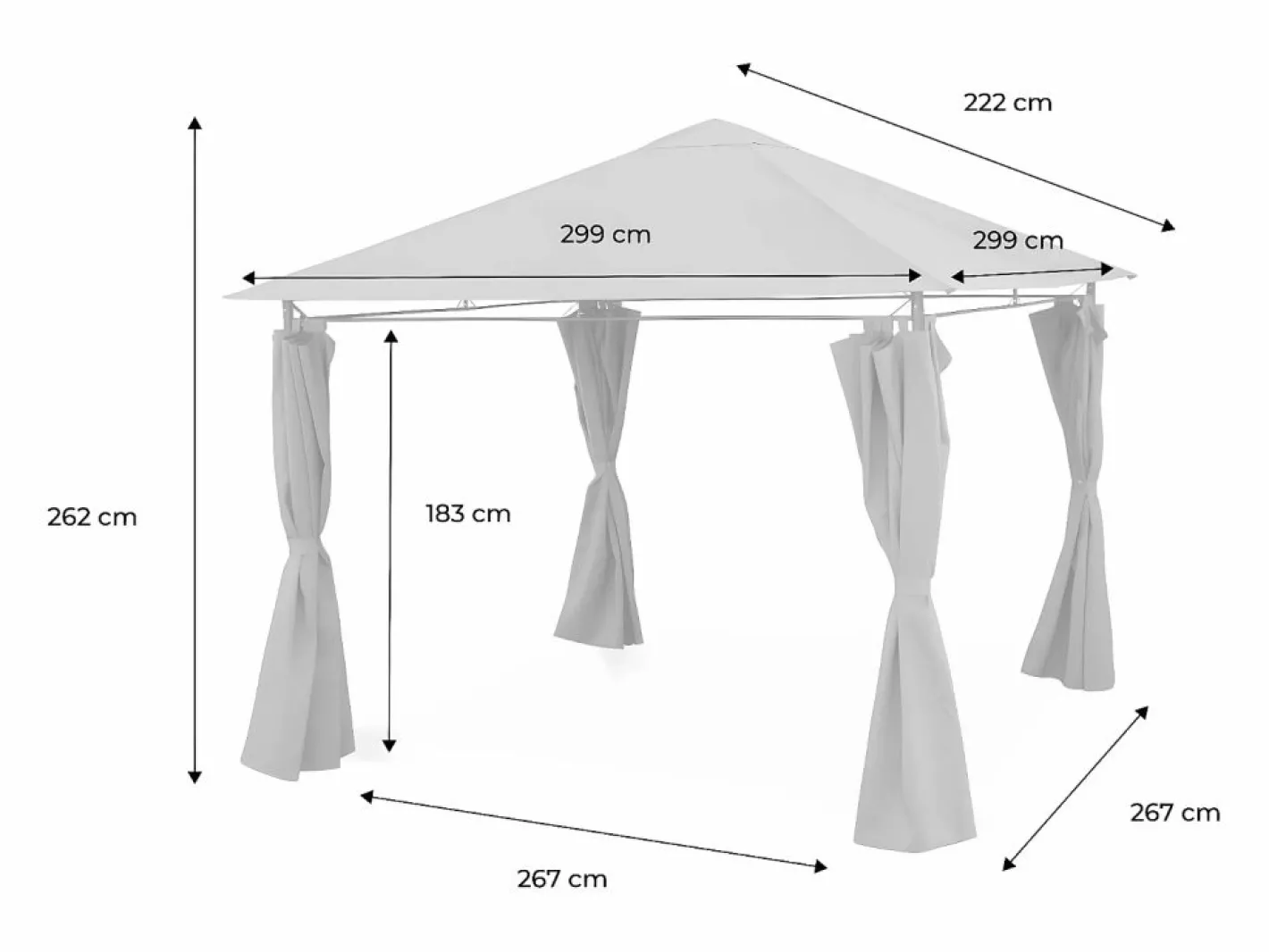 Sweeek Gazebo de jardín con cortinas 3x3m pardo Topo Best