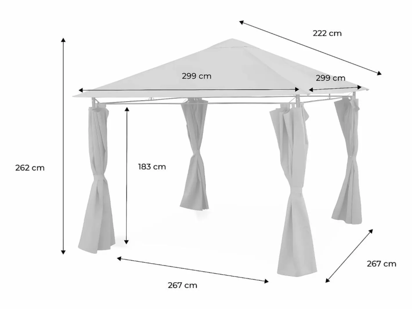 Sweeek Gazebo de jardín con cortinas 3x3m pardo Topo Best