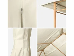 Sweeek Gazebo de jardín 3x4m con cortinas crudo Blanco New