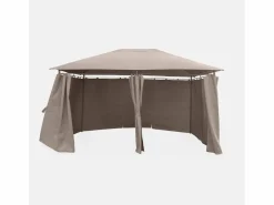 Sweeek Gazebo de jardín 3x4m con cortinas pardo Topo Best