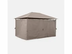 Sweeek Gazebo de jardín 3x4m con cortinas pardo Topo Best