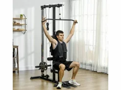 Gimnasio multifuncional para casa, de acero y polipiel, color , regulable con asiento y pedal antideslizante (140x108x197cm)^ Best