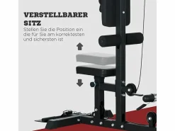 Gimnasio multifuncional para casa, de acero y polipiel, color , regulable con asiento y pedal antideslizante (140x108x197cm)^ Best