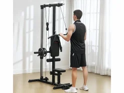Gimnasio multifuncional para casa, de acero y polipiel, color , regulable con asiento y pedal antideslizante (140x108x197cm)^ Best