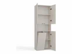 TOPESHOP GLAZE - Mueble de cuarto de baño con cesta - Estilo moderno - 174x60x30 cm - Columna de cuarto de baño Beige