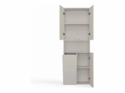 TOPESHOP GLAZE - Mueble de cuarto de baño con cesta - Estilo moderno - 174x60x30 cm - Columna de cuarto de baño Beige