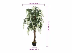 Glicina artificial 840 hojas 120 cm y blanco Verde Clearance