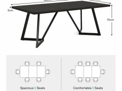 Tribesigns Gran escritorio rectangular para portátiles con estructura de metal - 180 cm - para el despacho en casa - Negro Sale