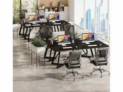 Tribesigns Gran escritorio rectangular para portátiles con estructura de metal - 180 cm - para el despacho en casa - Negro Sale