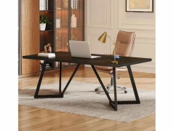 Tribesigns Gran escritorio rectangular para portátiles con estructura de metal - 180 cm - para el despacho en casa - Negro Sale