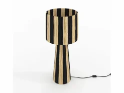 Rendez-Vous Déco Lámpara De Mesa|Gran lámpara rayada negra de hoja de palma - Soléa