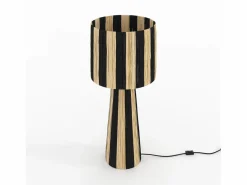 Rendez-Vous Déco Lámpara De Mesa|Gran lámpara rayada negra de hoja de palma - Soléa