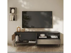 Calicosy Gran mueble TV 2 puertas, 1 cajón y 1 nicho L206 cm - EVEREST Beige Clearance