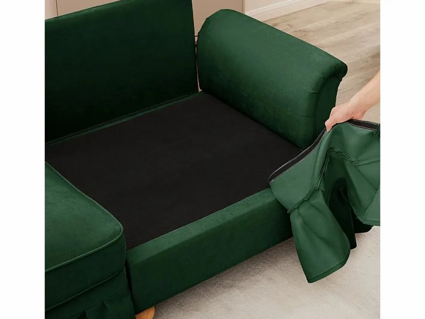 DripeX Gran Sofá 2 Plazas Chenille - Con Funda Extraíble y 2 Cojines - 194x83.5x93cm - Verde Sale
