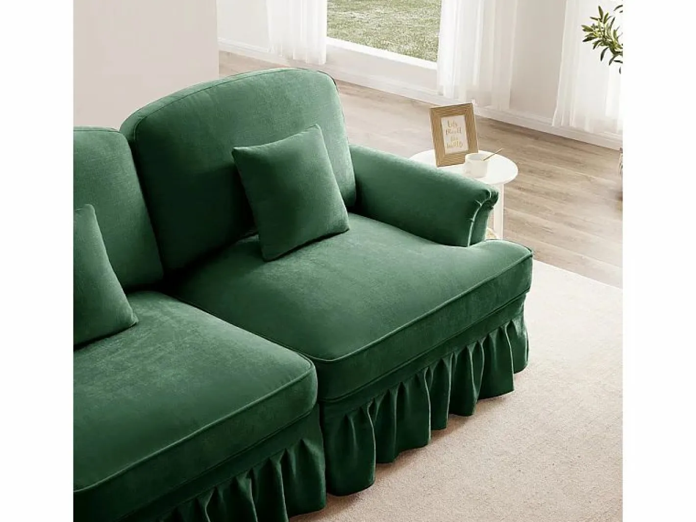 DripeX Gran Sofá 2 Plazas Chenille - Con Funda Extraíble y 2 Cojines - 194x83.5x93cm - Verde Sale