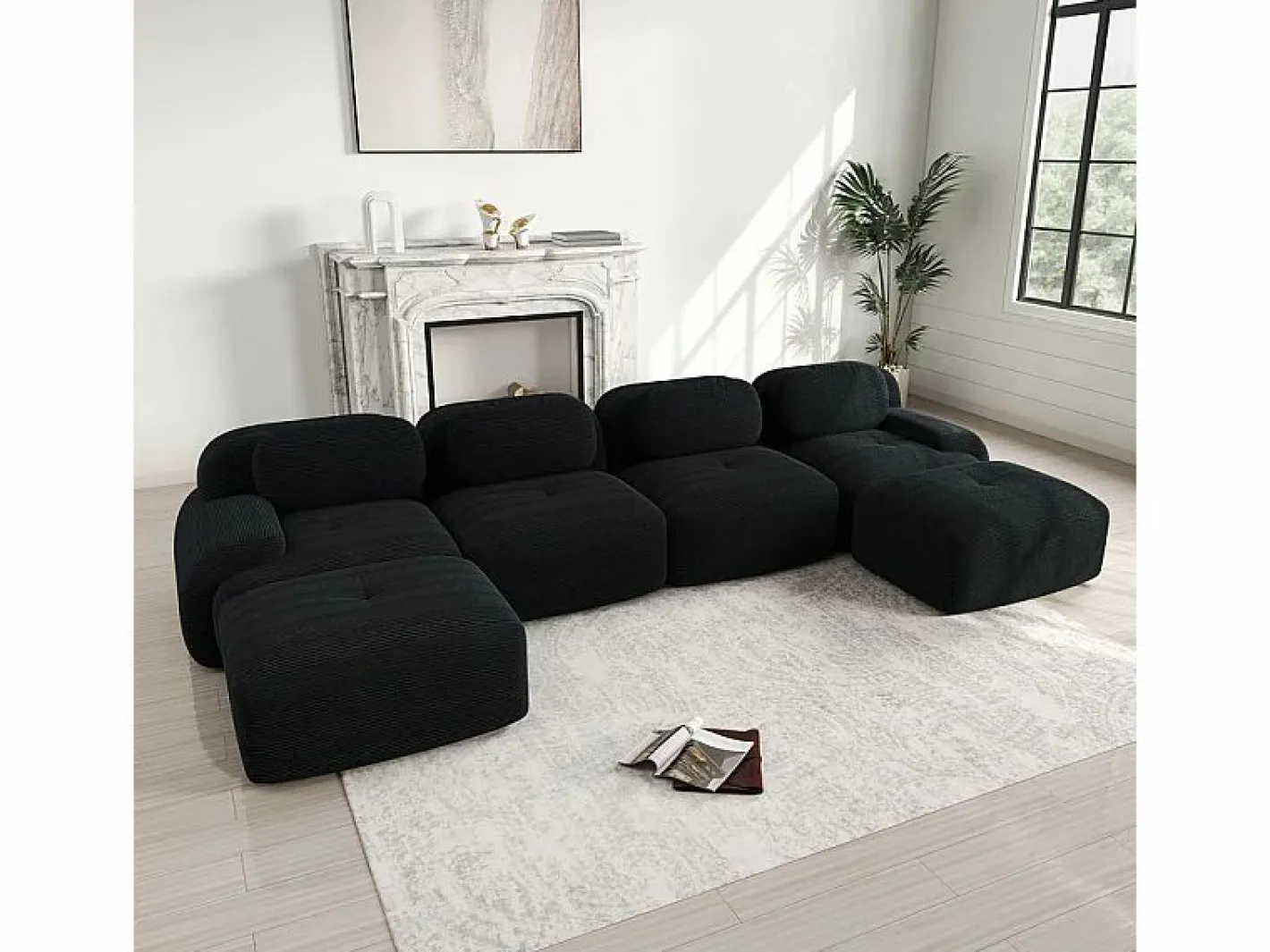 Gran sofá angular modular 388cm - de Pana - con 4 cojines y 2 otomanas - ergonómico -^DripeX Clearance