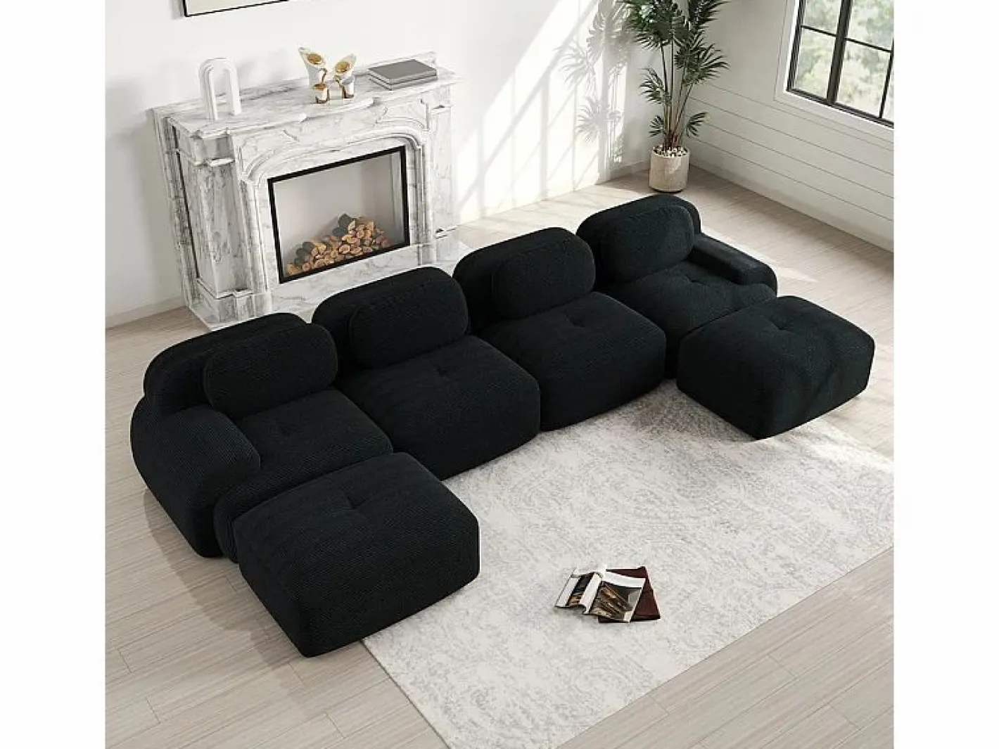 Gran sofá angular modular 388cm - de Pana - con 4 cojines y 2 otomanas - ergonómico -^DripeX Clearance