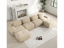 DripeX Gran sofá angular modular 388cm - de Pana - con 4 cojines y 2 otomanas - ergonómico - Beige
