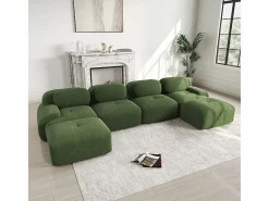 DripeX Sofás Club|Gran sofá angular modular 388cm - de Pana - con 4 cojines y 2 otomanas - ergonómico -