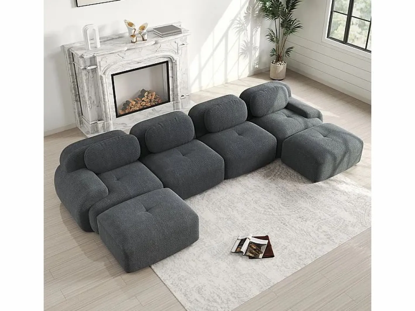 Gran sofá angular modular 388cm - de Pana - con 4 cojines y 2 otomanas - ergonómico -^DripeX Outlet