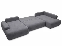 Vente-unique Gran sofá cama rinconera derecha panorámico tela texturizada DAVISO Gris antracita Online