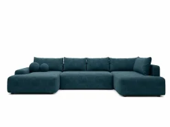 Vente-unique Sofá Xxl|Gran sofá cama rinconera derecha panorámico de 8 plazas en tela texturizada DAVISO