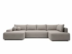 Vente-unique Sofá Xxl|Gran sofá cama rinconera derecha panorámico 8 plazas en tela texturizada DAVISO