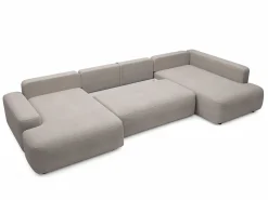 Vente-unique Sofá Xxl|Gran sofá cama rinconera derecha panorámico 8 plazas en tela texturizada DAVISO
