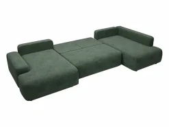 Gran sofá cama rinconera derecha panorámico en tela texturizada verde abeto DAVISO^Vente-unique Discount