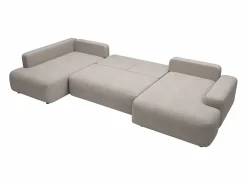 Vente-unique Todos Los Sofás|Sofá De Tela|Gran sofá cama rinconera izquierda panorámico 8 plazas tela texturizada DAVISO