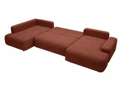 Gran sofá cama rinconera izquierda panorámico en tela texturizada DAVISO^Vente-unique