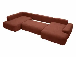 Gran sofá cama rinconera izquierda panorámico en tela texturizada DAVISO^Vente-unique