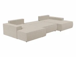 Gran sofá cama rinconera panorámico en tela texturizada color AMELIA^Vente-unique