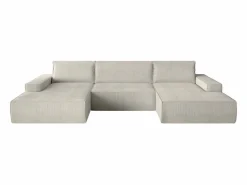 Vente-unique Sofás Y Sillones|Sofá Xxl|Gran sofá cama rinconera panorámico de pana arcón AMELIA